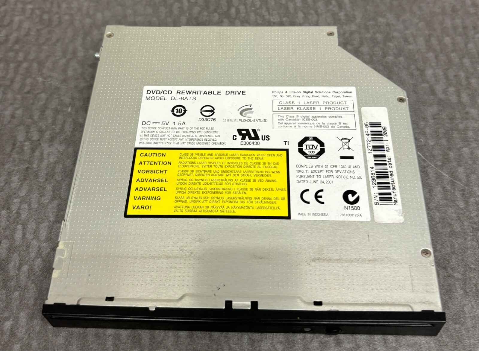 Philips Lite-On Slimline Slot-Loading DL-8ATS DVD/CD Rewritable Drive SATA Slim