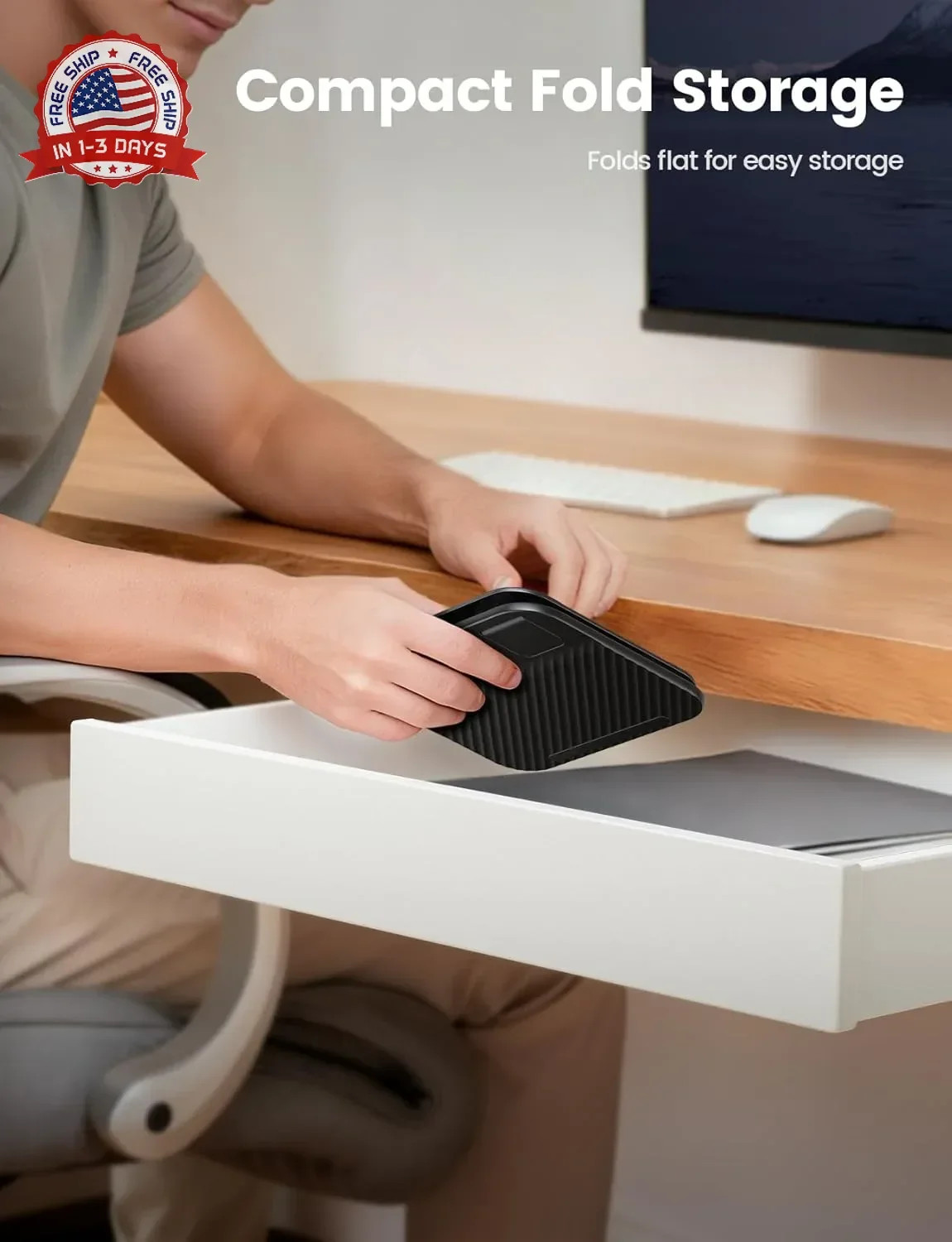 Lamicall Adjustable iPad Stand for Desk – [Ultra-Slim Foldable][360°Rotation] Ta