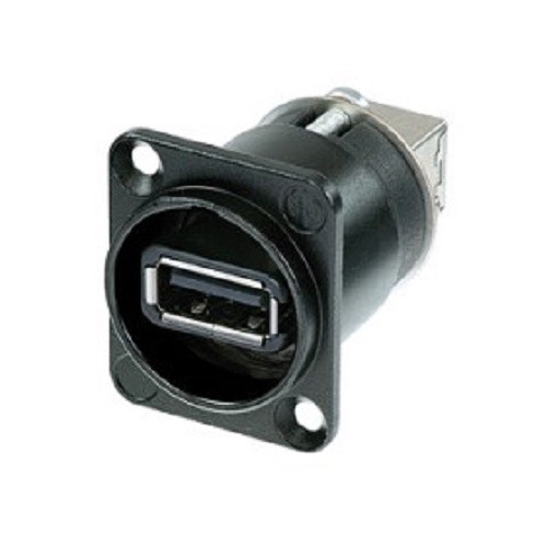1x USB A/B Gender Changer/Pass Through – Panel Mount – Black – Neutrik NAUSB-W-B