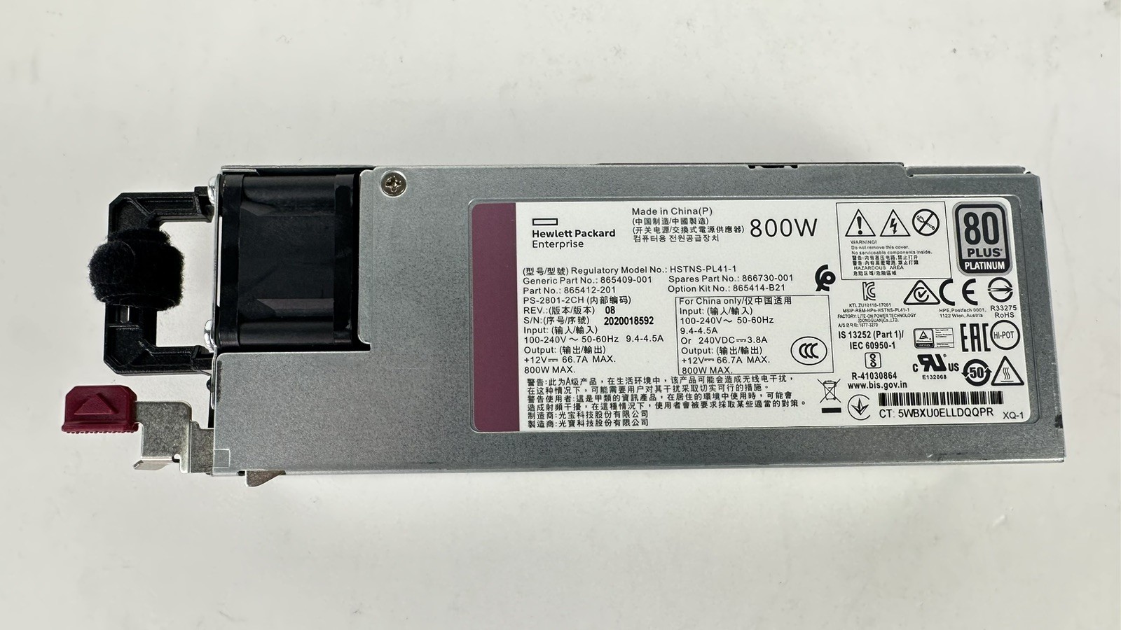 Lot of 10 x HPE 800W Platinum Power Supply 100V-240V AC PSU Gen10 866730-001 10x