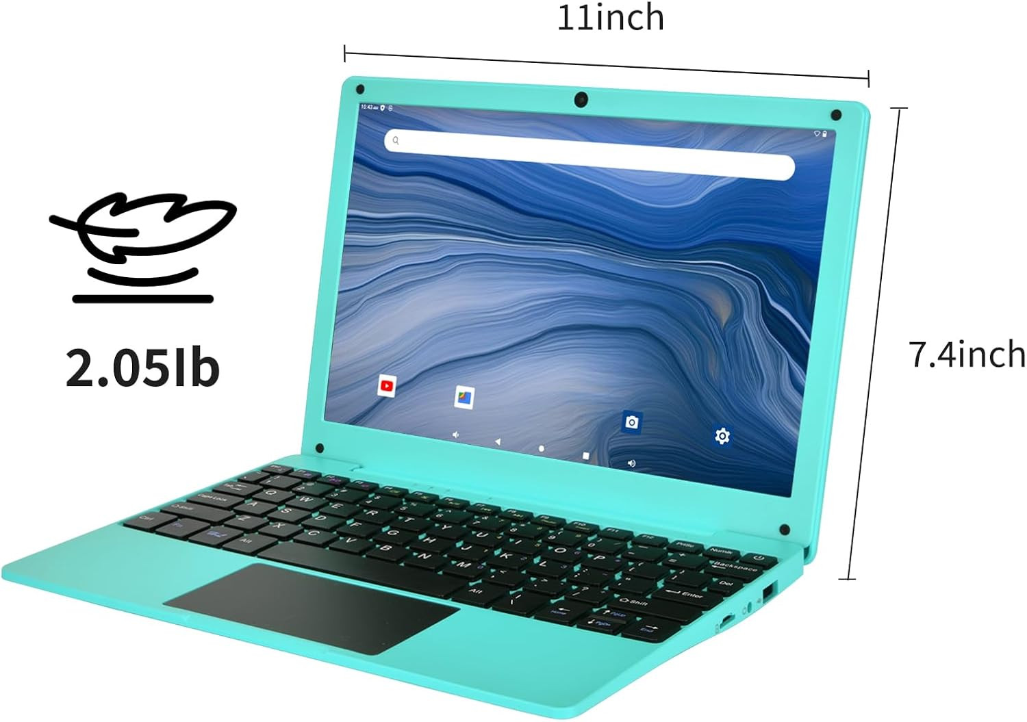 Mini Laptop 10.1 Inch Android 14, 4GB RAM, 128GB EMMC, Small Computer HD IPS Dis