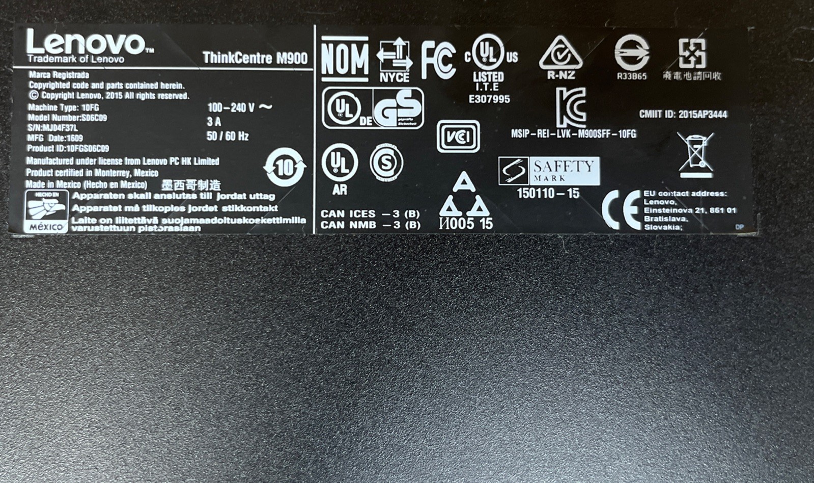 Lenovo ThinkCentre M900,Intel Core i5-6500 @3.20GHz, 16GB RAM, 500GB HDD, W10P