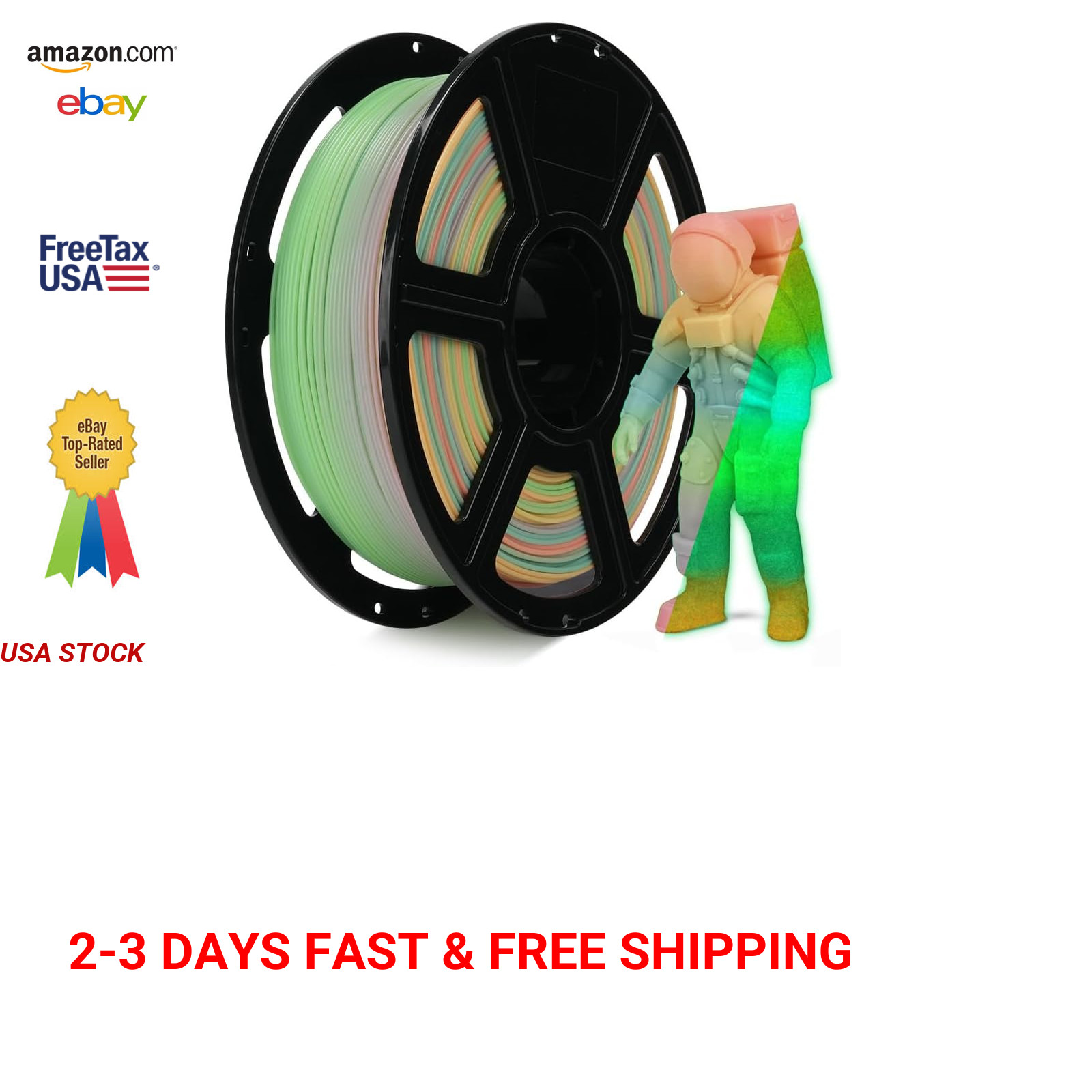 Glow in The Dark PLA Filament 1.75mm Luminous Color Change Multicolored Rainbow