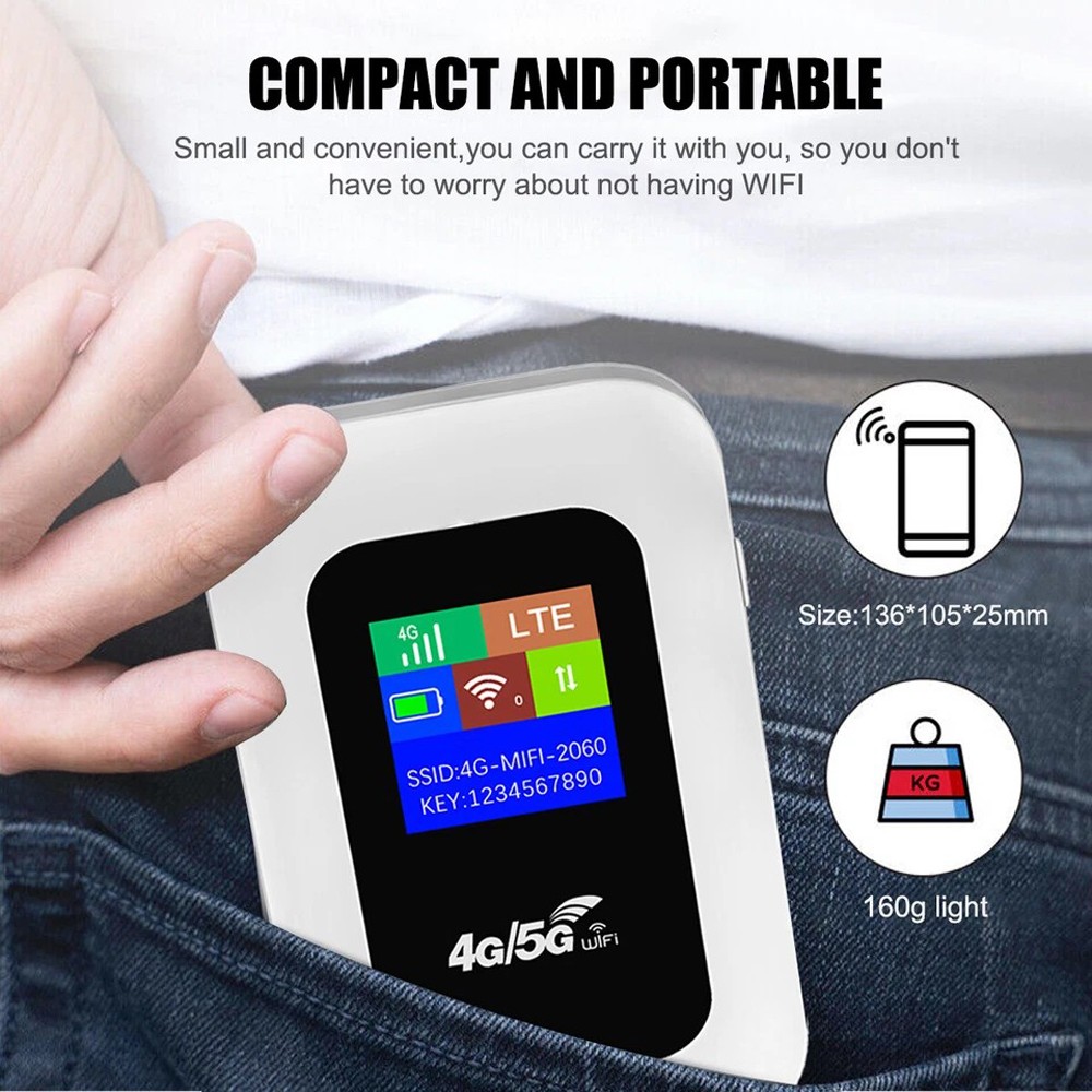 Unlocked Hotspot LTE 5G Wireless WiFi Router Mobile Broadband MIFI LCD 3000mAh