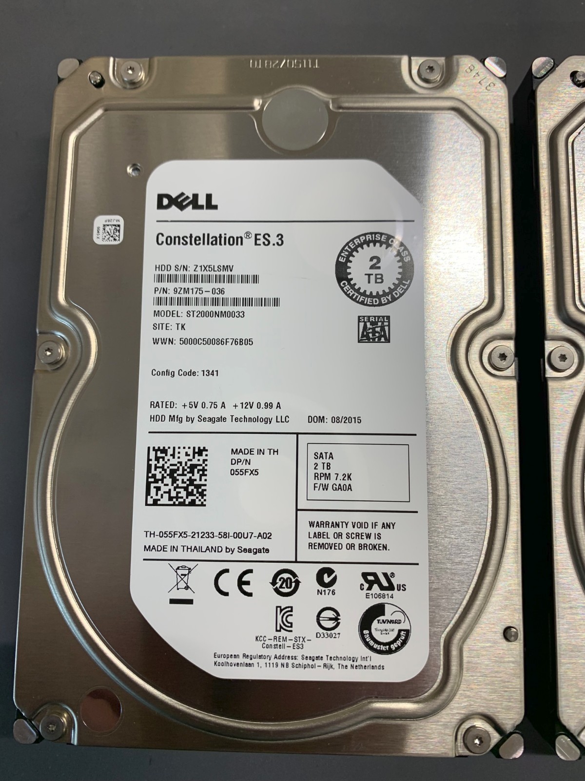 Pair Enterprise Seagate Constellation ES.3 2TB 7200RPM SATA w/ SMART Data