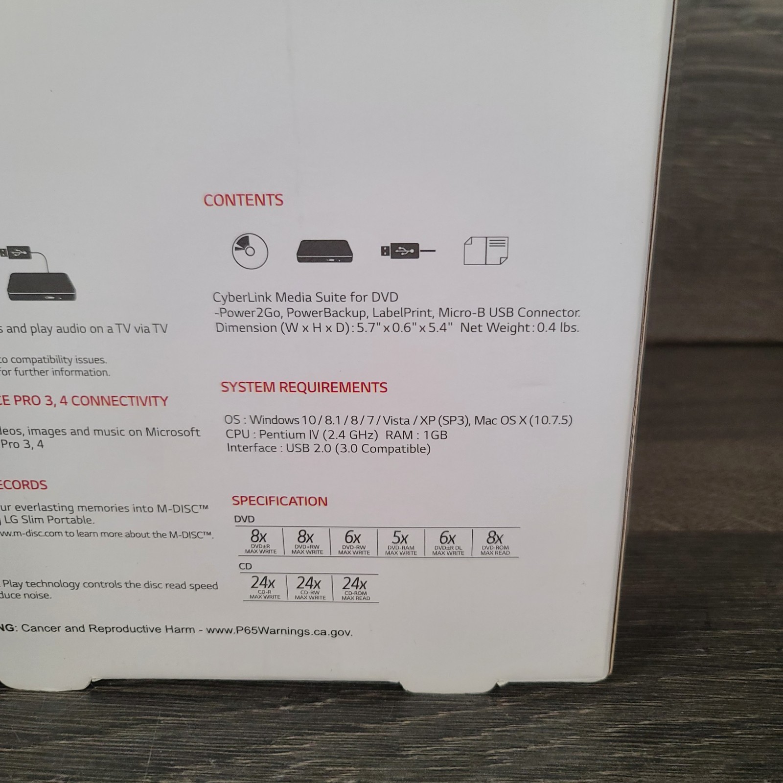 LG Ultra Slim Portable USB 8x External DVD Burner Writer Drive PC Mac Compatible