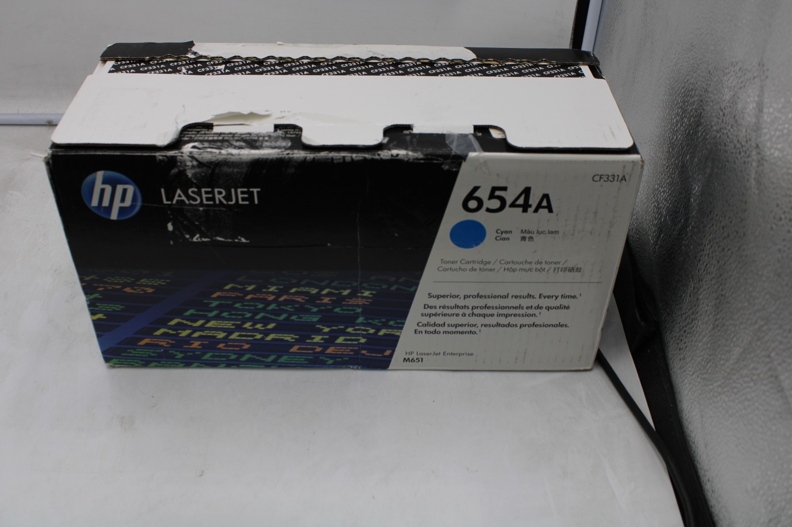 HP 654A LaserJet Cyan Toner Cartridge (CF331A) – NEW SEALED BAG OPEN BOX