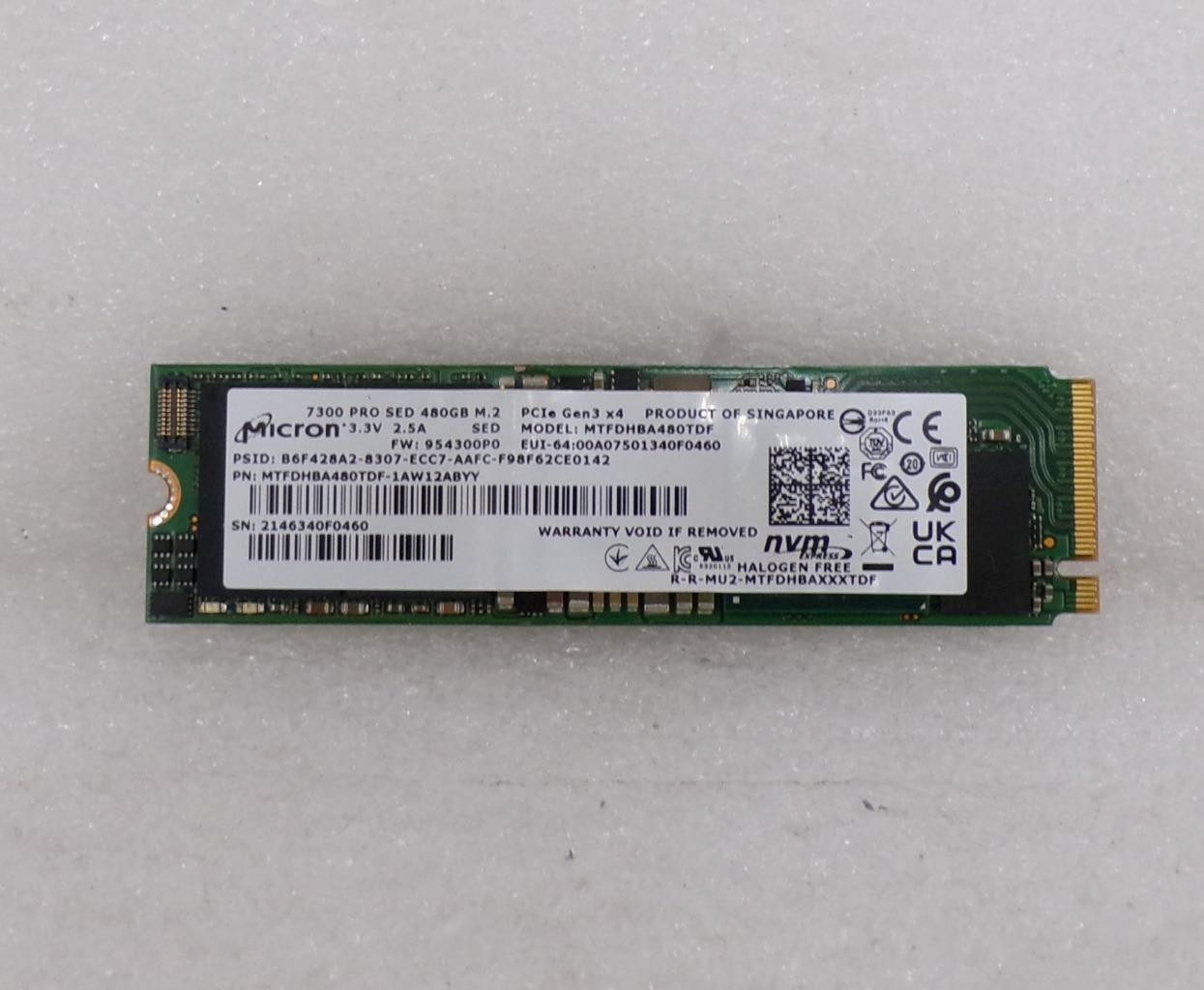 Micron 7300 Pro SED 480GB M.2 NVMe SSD MTFDHBA480TDF