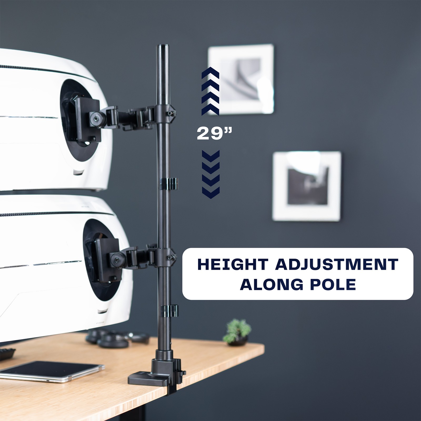 VIVO Dual Ultrawide Monitor Extra Tall Desk Mount for Computer Screens to 49″