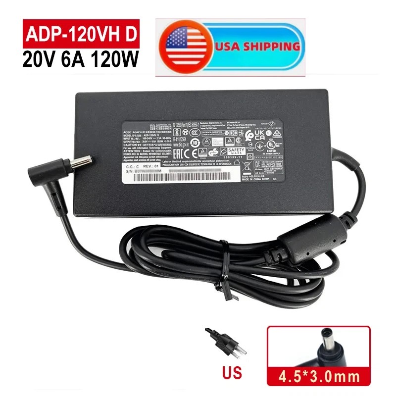 120W Delta AC Power Adapter Charger For MSI CYBORG 15 A13VE-218US 20V 6A 4.5MM