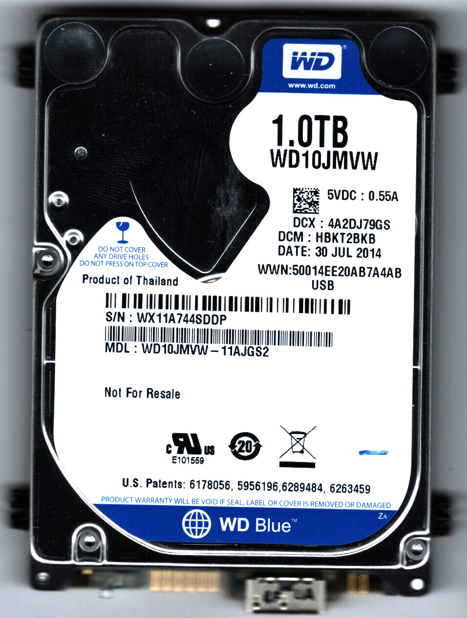 Western Digital WD10JMVW-11AJGS2 DCM: HBKT2BKB WX11A JUL/2014 Thailand 1TB USB 3