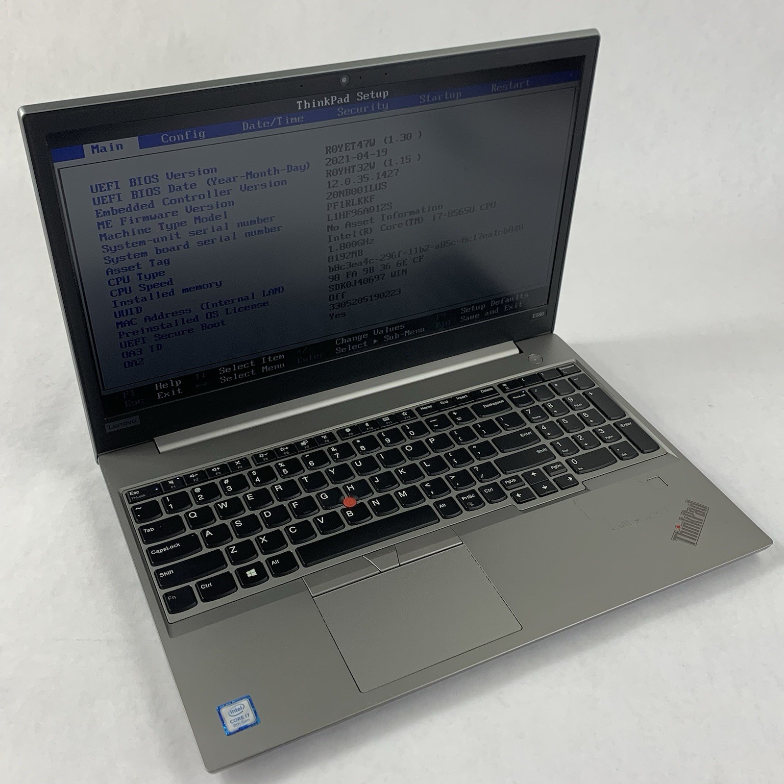 Lenovo Thinkpad E590 15.6″ Laptop I7-8565U 1.80 GHZ 8 GB RAM No OS/HDD/AC/CMOS