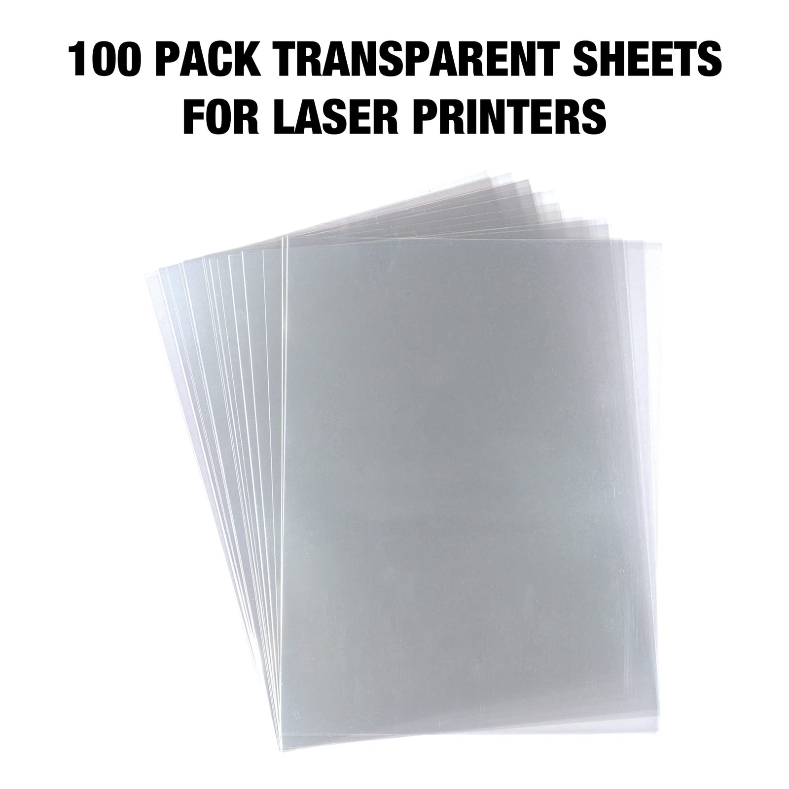 100 PCS 8.5×11 Inch Clear Transparency Film For Laser Jet Printer Black Image