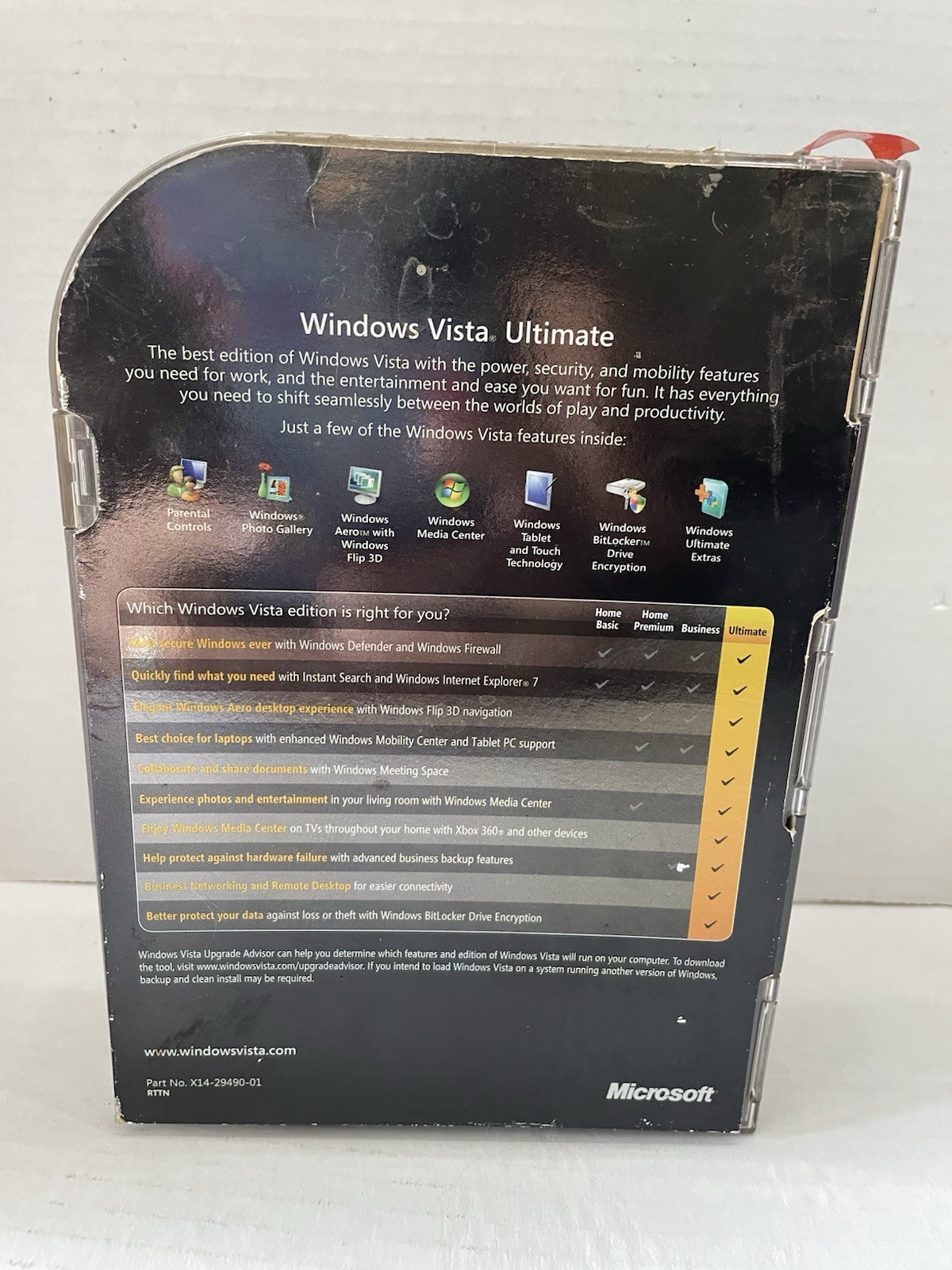 Microsoft Windows Vista Ultimate Retail Box 32 & 64-bit with Key