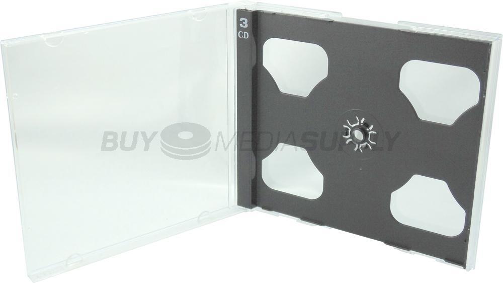 10.4mm Standard Black Triple 3 Discs CD Jewel Case Lot