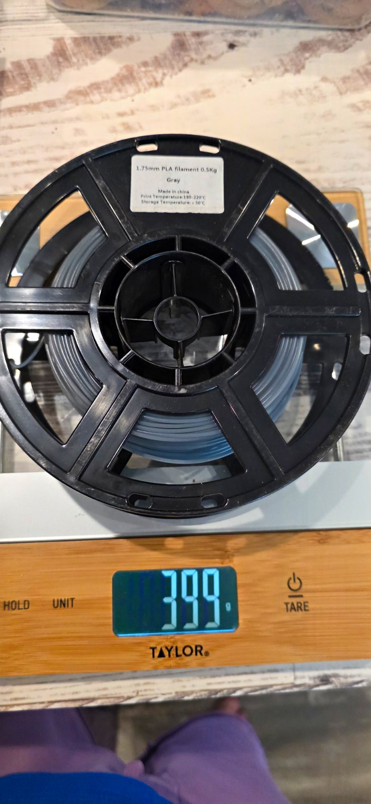 PLA 3D Printer Filament 1.75mm Gray (Roughly 0.2 Kg On Reel)