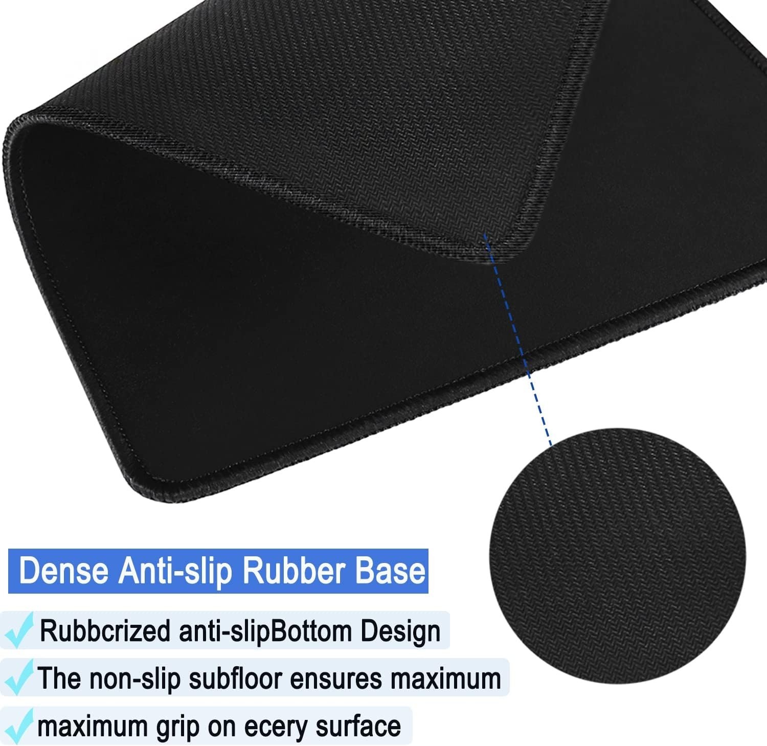 Double Stitched Gaming Mouse Pad 14.9″ x 11.7″ – Elegant Black Design