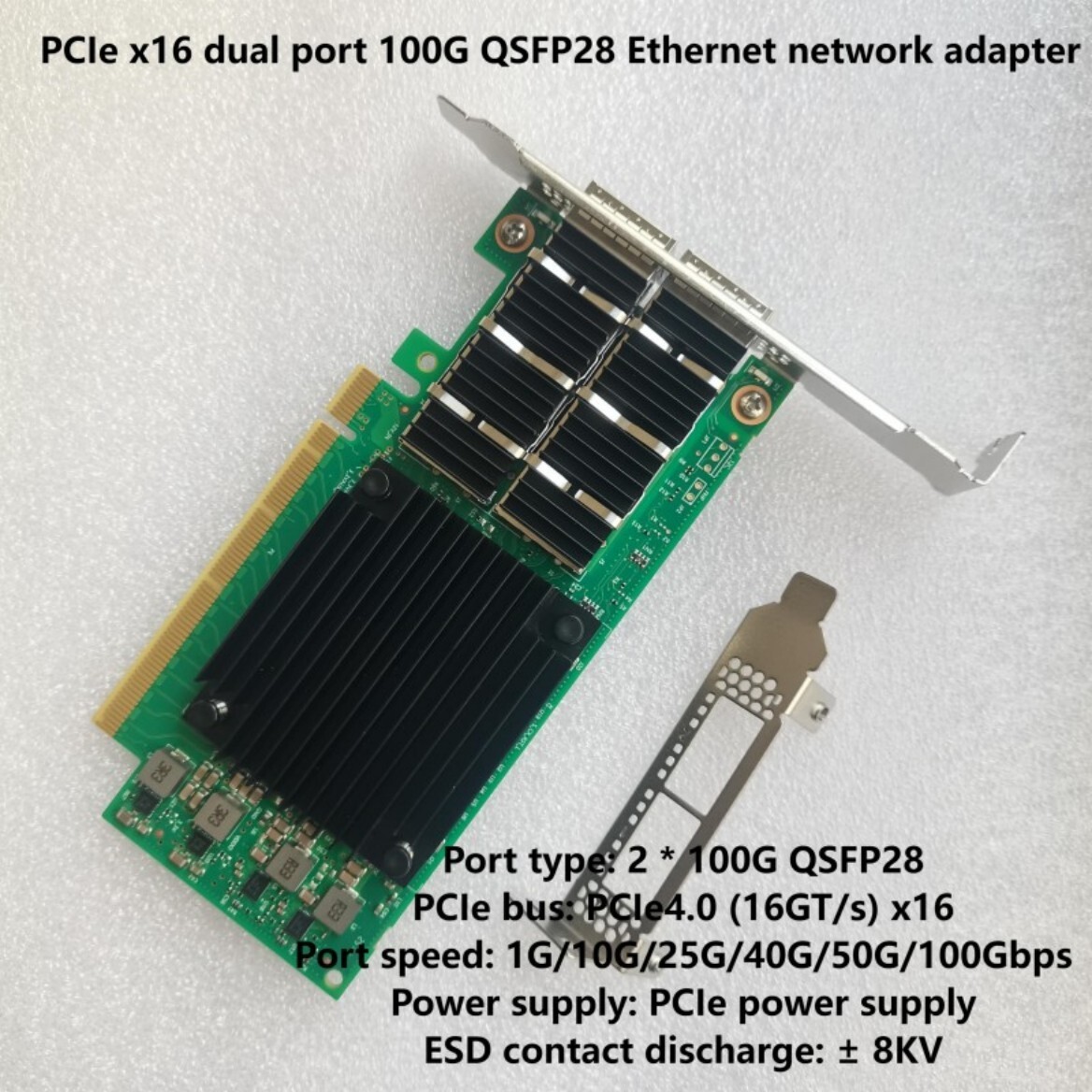 PCIe x16 dual port 100G QSFP28 Ethernet network adapter