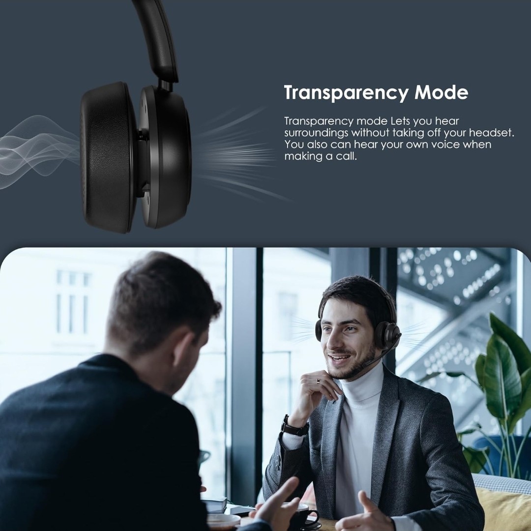 M112 Active Noise Canceling Wireless Headset Bluetooth V5.4 with Charging Stand
