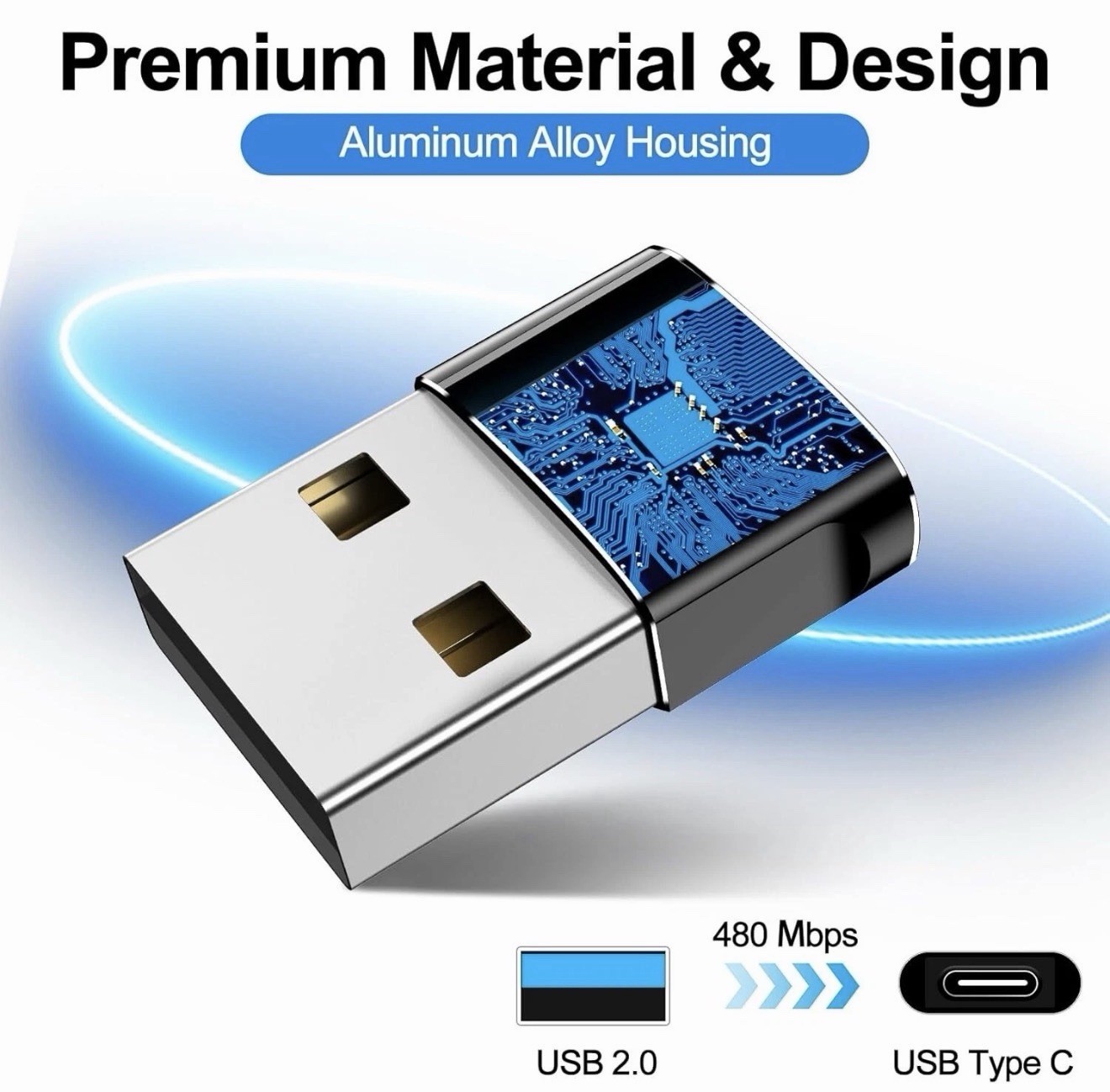 3-PACK USB C 3.1 Type C Female to USB Type A Male Port Converter Adapter Blue
