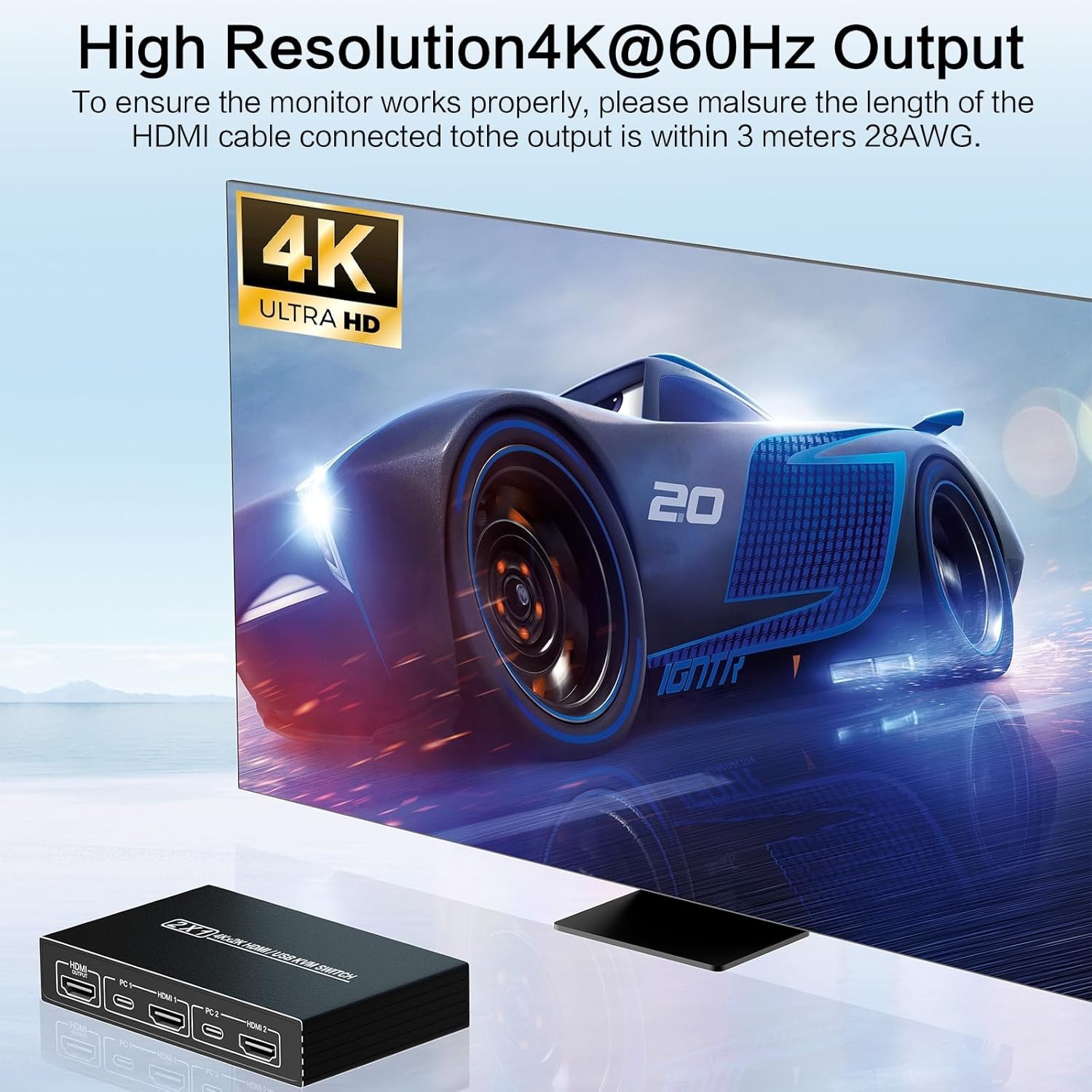 Multi-Device HDMI KVM Switch, Built-in 4 USB Ports – Plug and Play Simplicity
