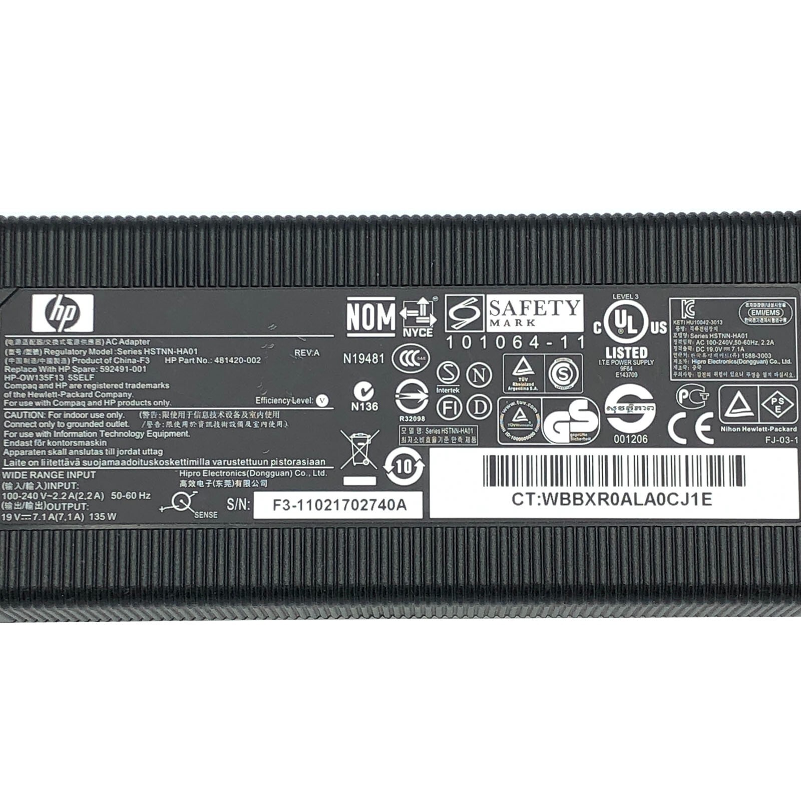 Original 135W HP Power Adapter L15537-001 OEM 7.4mm to 4.5mm Blue Tip