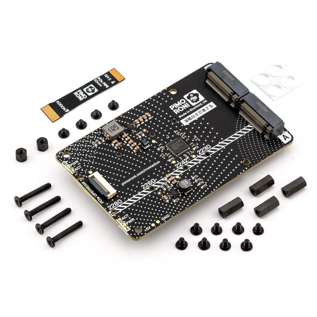 Pimoroni PIM704 NVMe Base Duo for Raspberry Pi 5 M.2 HAT PCIe Extension Board