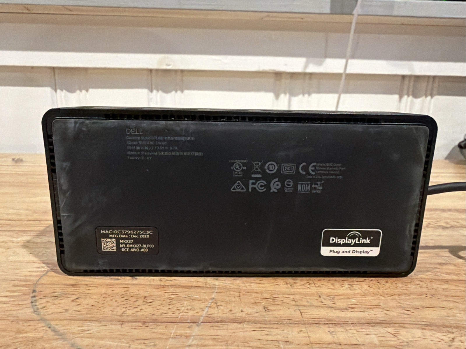 Dell D6000 Docking Station USB-C HDMI RJ45 DisplayLink 130W AC Adapter Black