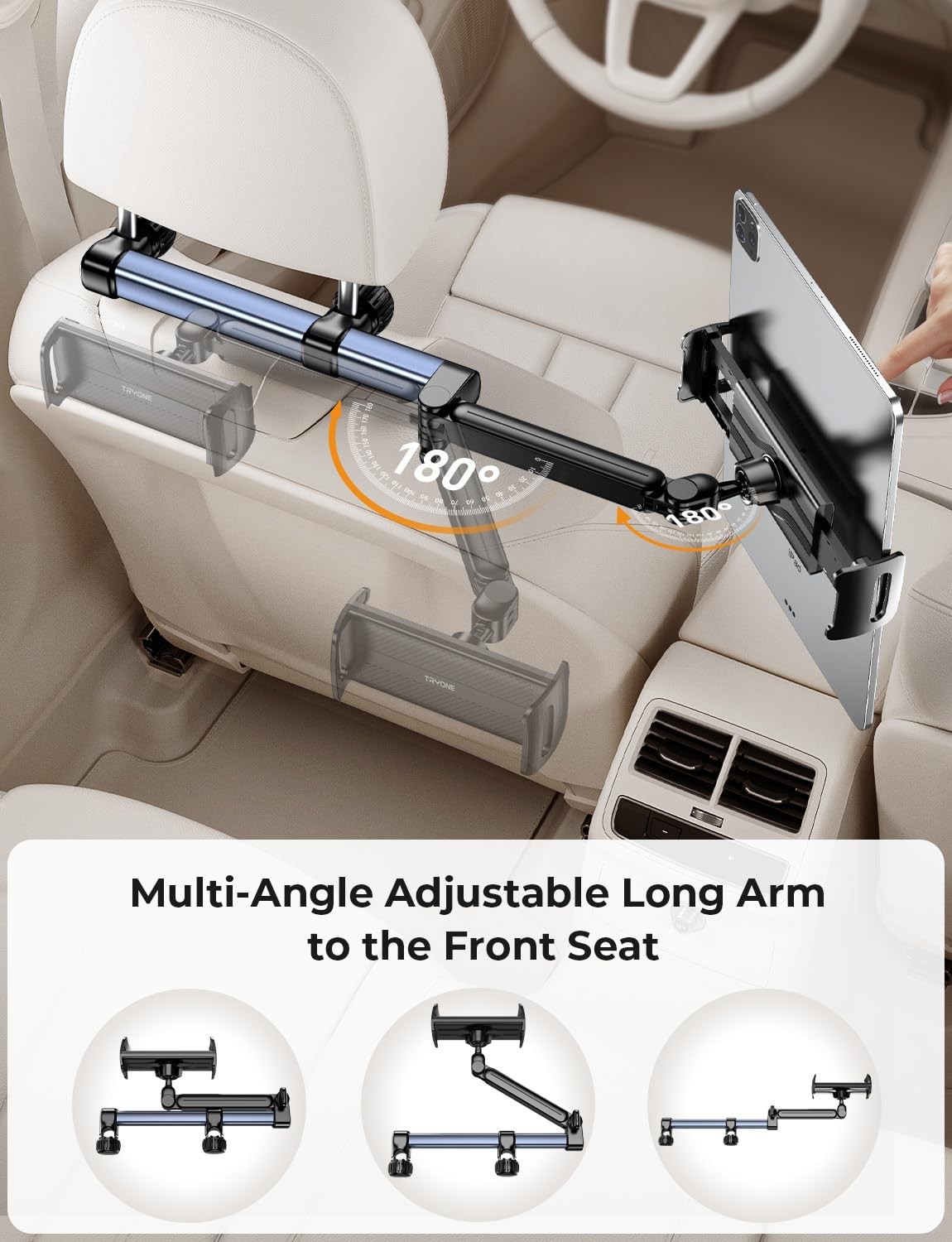 Tryone Headrest Tablet Holder for Car Accessories : [18.11-inch Dark blue