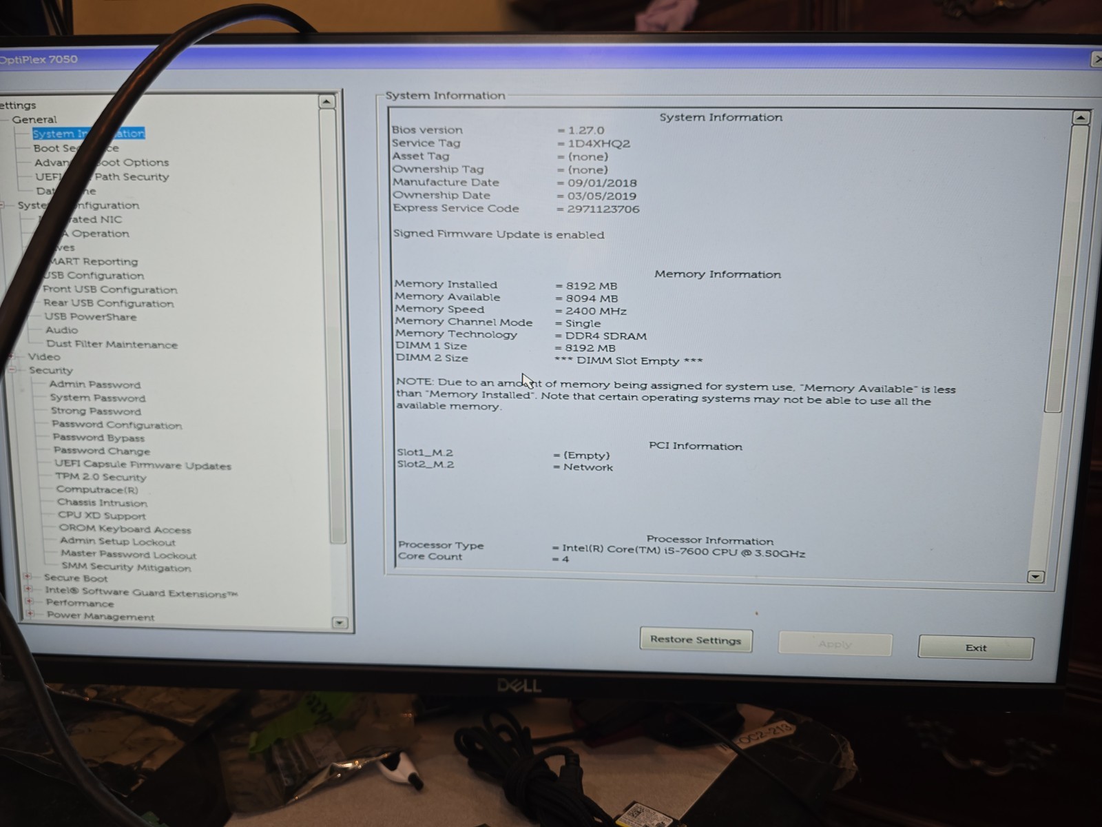 Dell OptiPlex 5070 D10U Micro Desktop PC Core i5 7gen 8GB NO POWER SUPPLY No OS