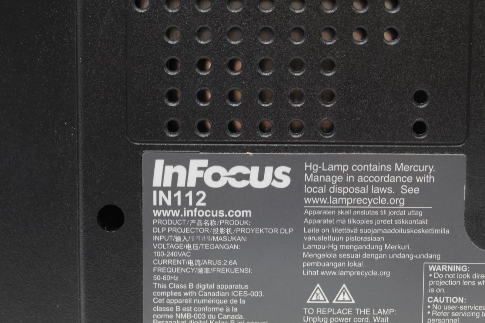 InFocus IN112 Portable DLP Projector, 3D ready, SVGA, 2700 Lumens