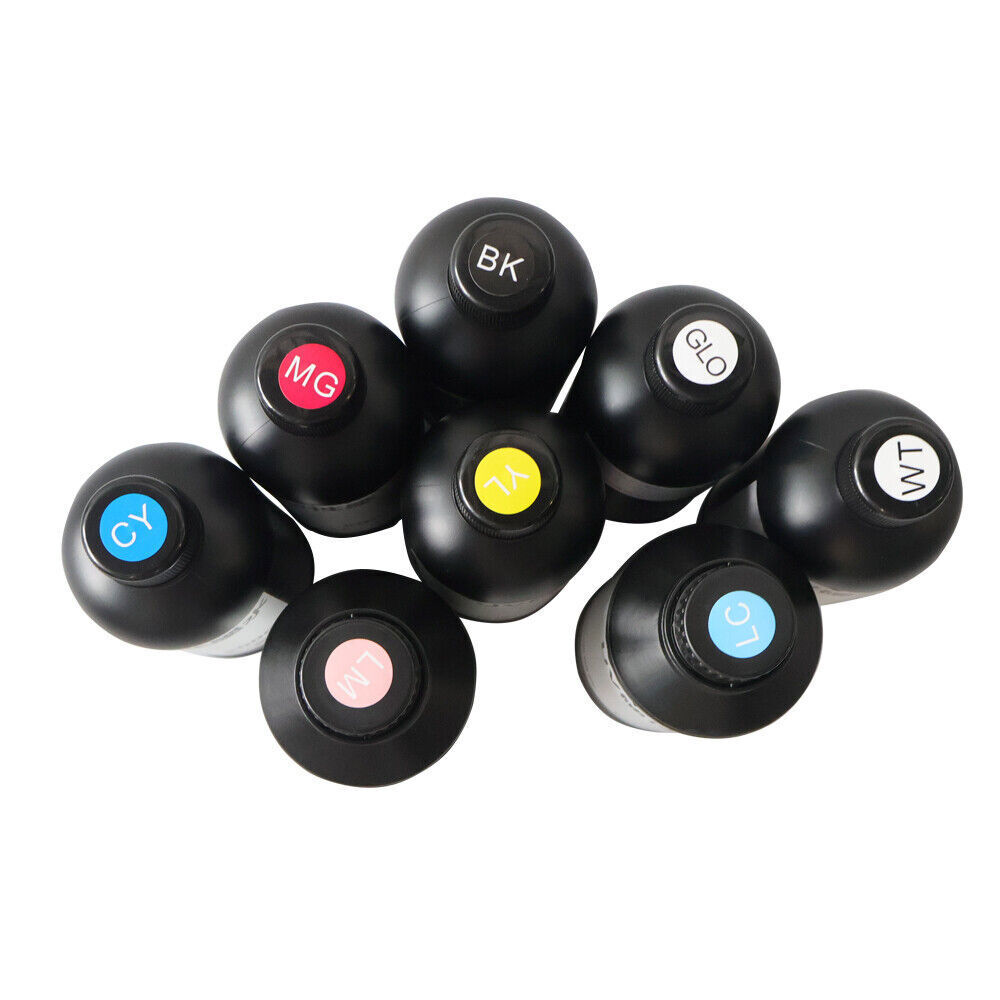 ACHI 8*500ML UV Ink CYMKW+Varnish+LC+LM UV Ink For 6090 XP600 TX800 UV Printer