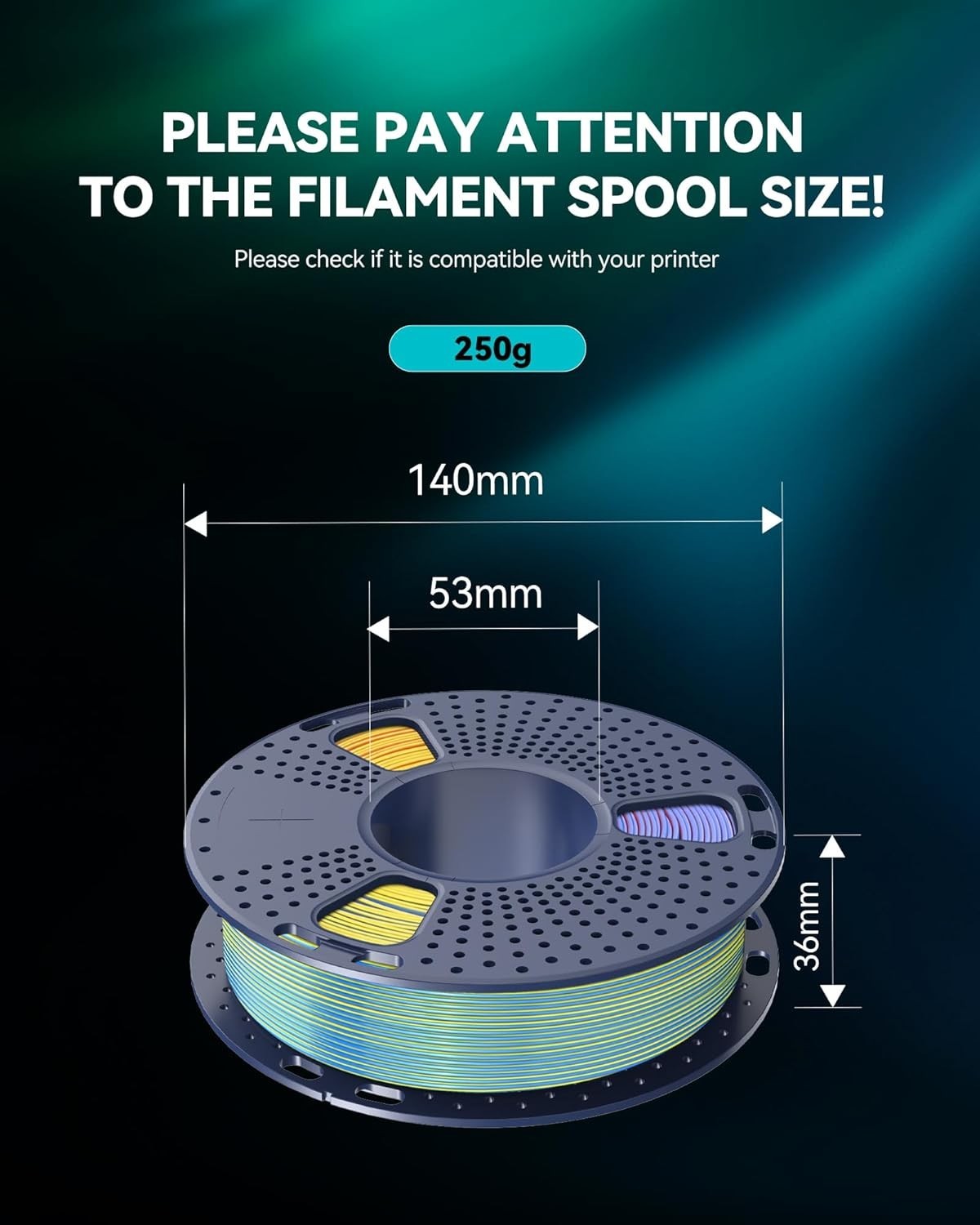 SUNLU PLA 3D Printer Filament Bundle 1.75mm 4 Pack 1kg Total Vacuum Sealed