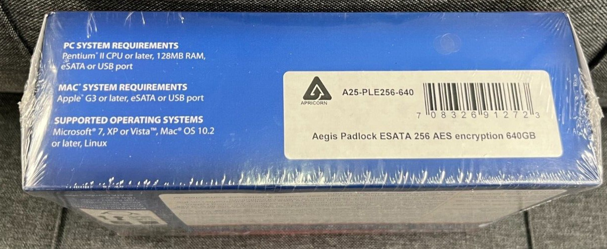 Apricorn Aegis Padlock 256AES Encryption 640GB Hard Drive #A25-PLE256-640 New