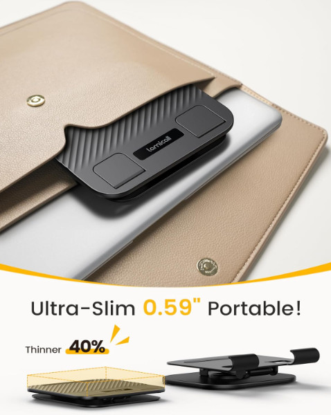 Lamicall Adjustable iPad Stand for Desk – [Ultra-Slim Foldable][360°Rotation Bas