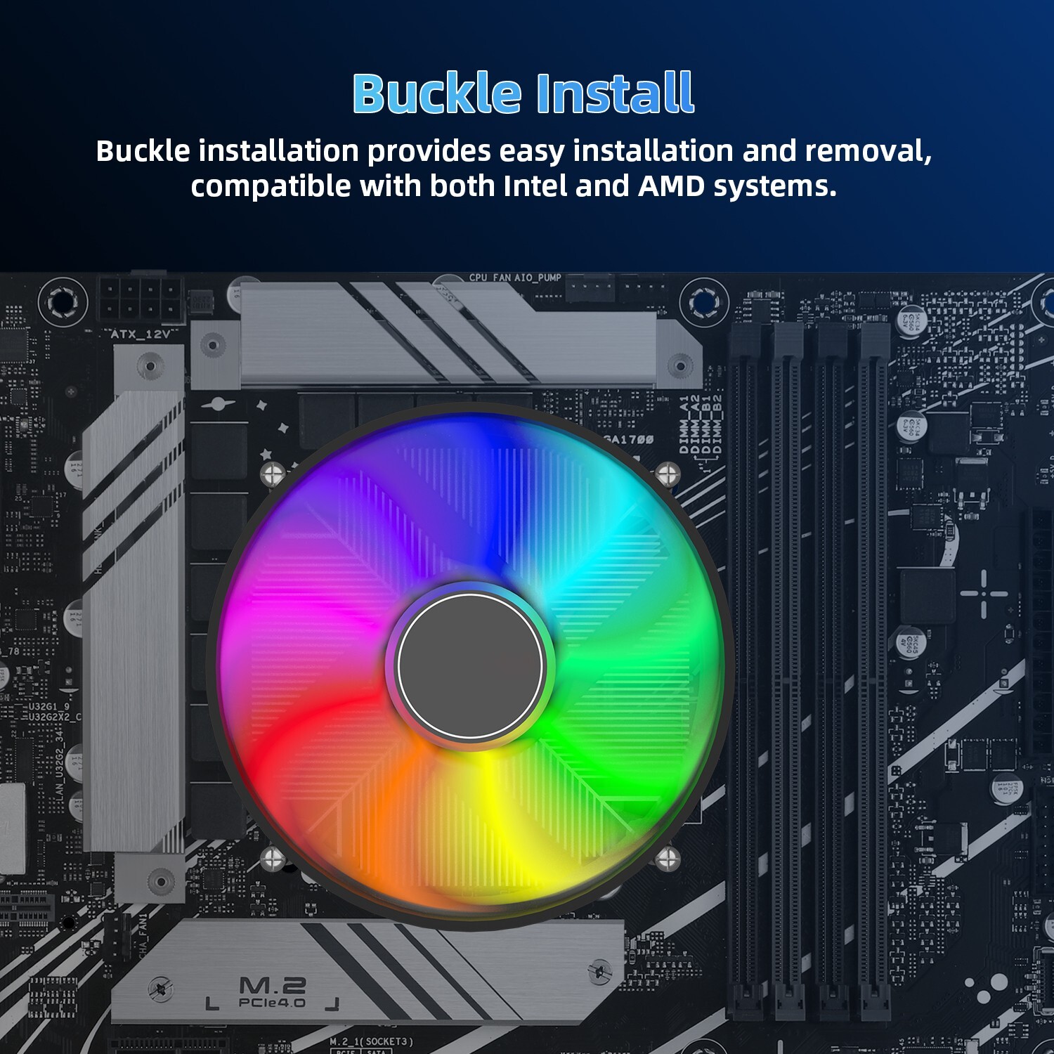 RGB CPU Air Cooler PC Computer 90mm Thermal Fan for Intel LGA 1700/1200/1150 USA