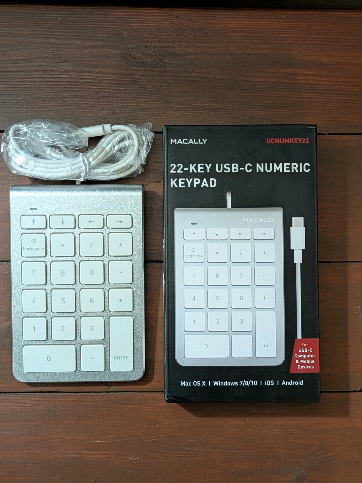 Macally Wired USB C 22 Numeric Keypad (UCNUMKEY22) for MAC Windows iOS Android