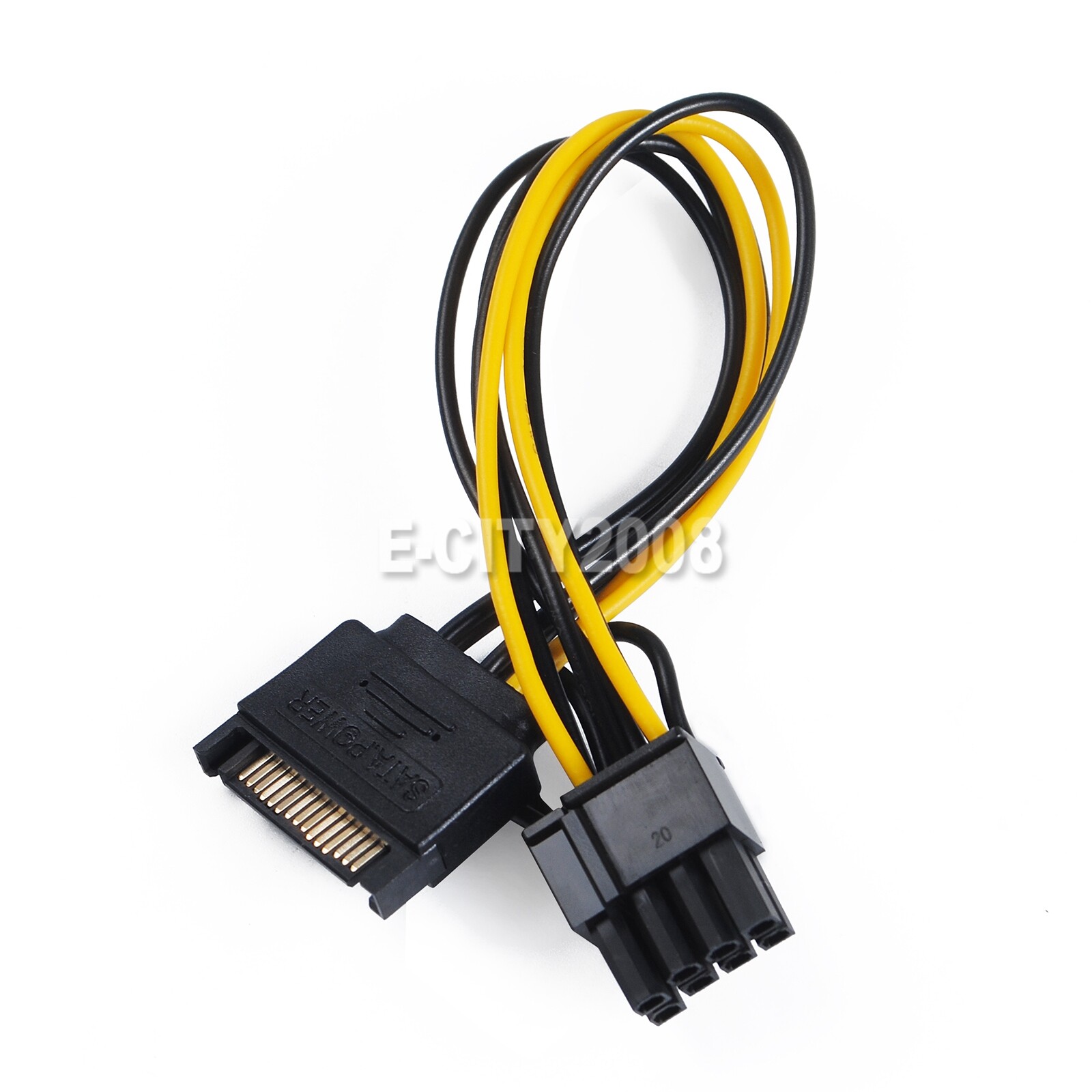 Lot 15pin SATA Male to 8pin(6+2) PCI-E Video Card Power Adapter Cable 20CM