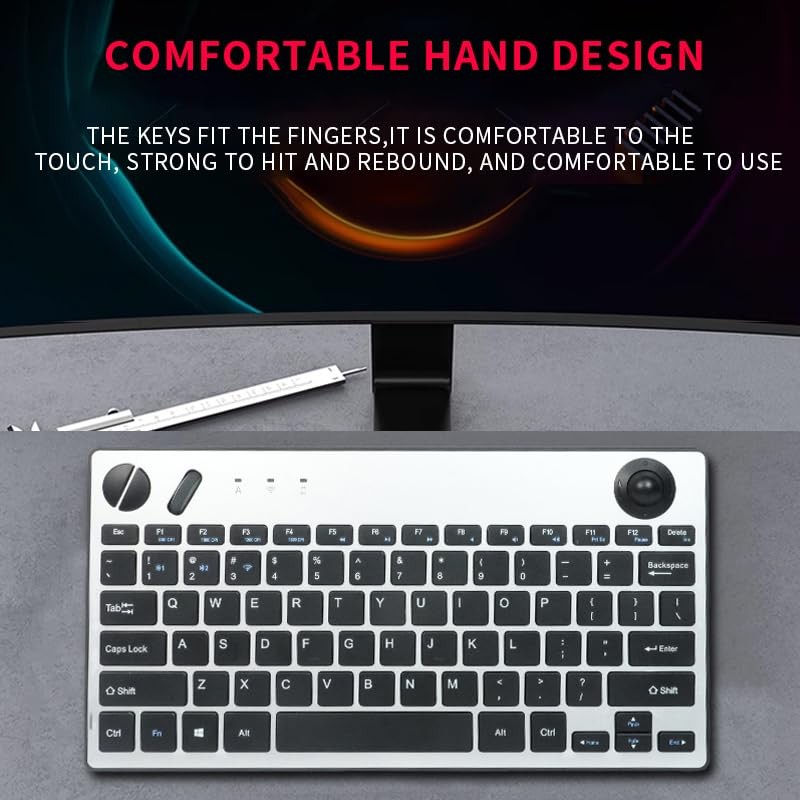78 Keys Dual Mode Wireless Trackball Keyboard, Bluetooth 5.0 & 2.4G Wireless …