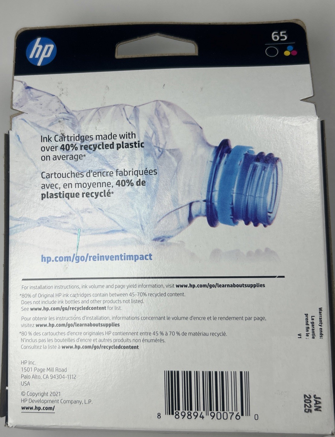 HP 65 2pack Combo Ink Cartridges Black and Color NEW GENUINE