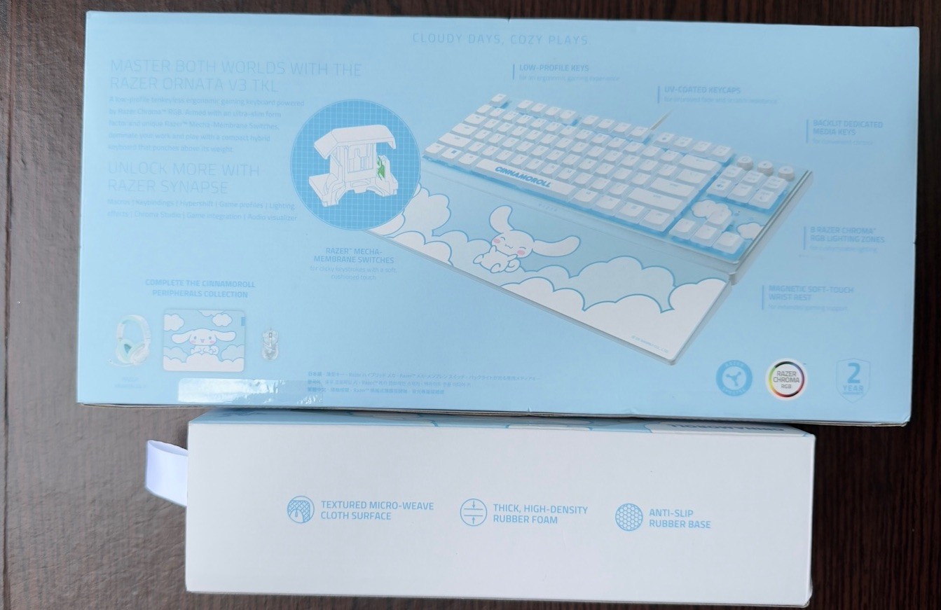Razer Ornata V3 Tenkeyless x Cinnamoroll Keyboard + Gigantus V2 Mouse Mat Setup