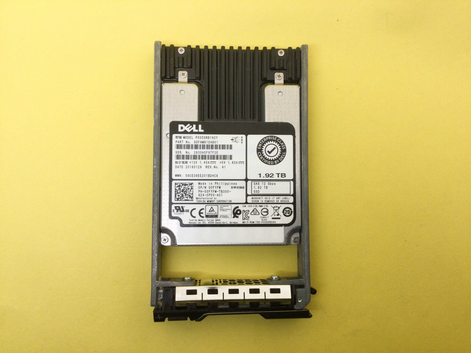 0FYFW Dell 1.92TB SAS 12Gb/s 512n Read Intensive 2.5” SSD 00FYFW PX05SRB192Y