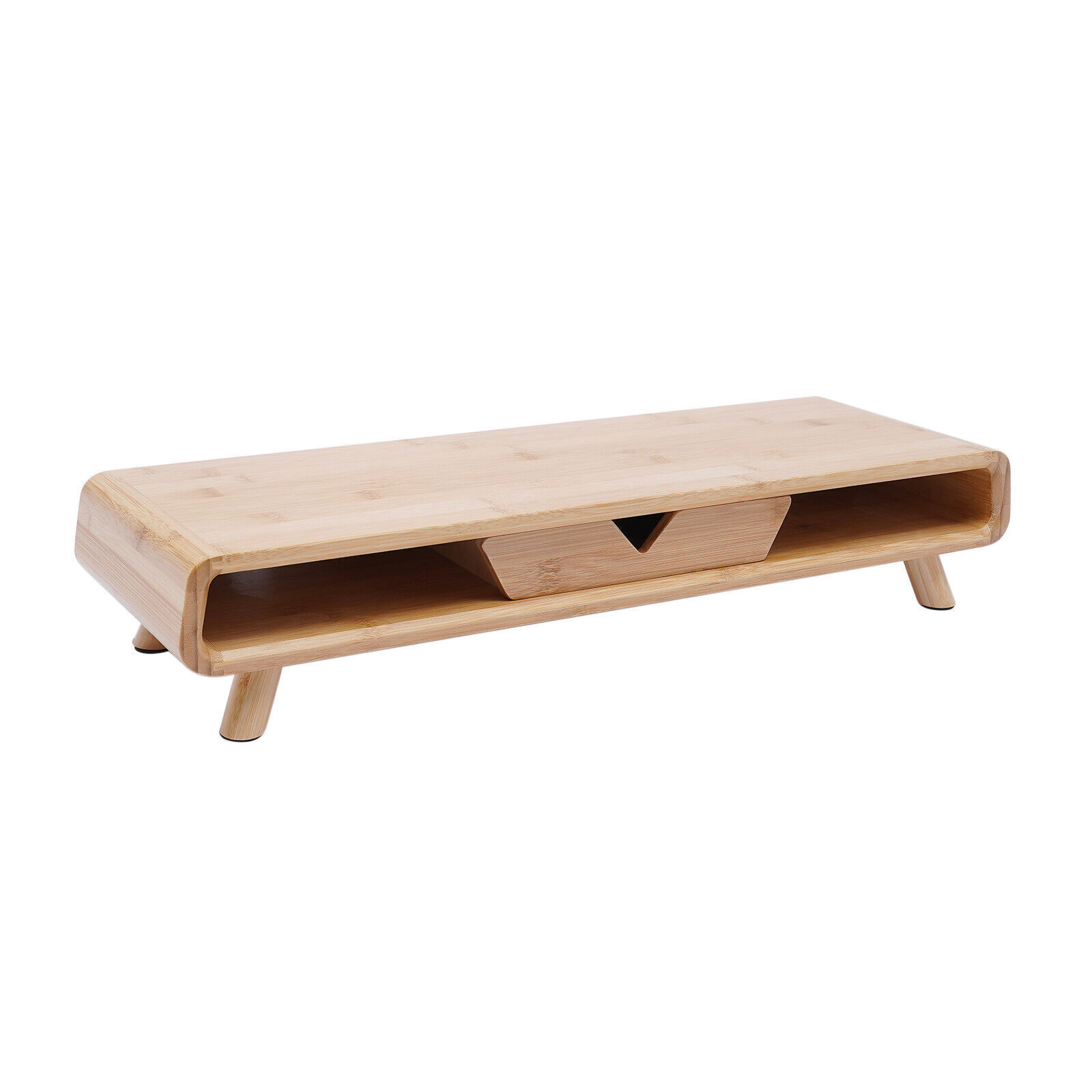 24in Bamboo Monitor Stand W/ Drawer Back Baffle Desktop Stand Riser 4.5in Height