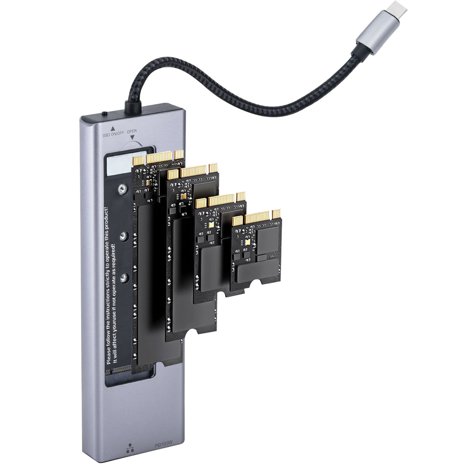 USB C Hub with M.2 NVMe SSD Enclosure 4K/60Hz PD Type-C USB 3.2 Ethernet SD/TF