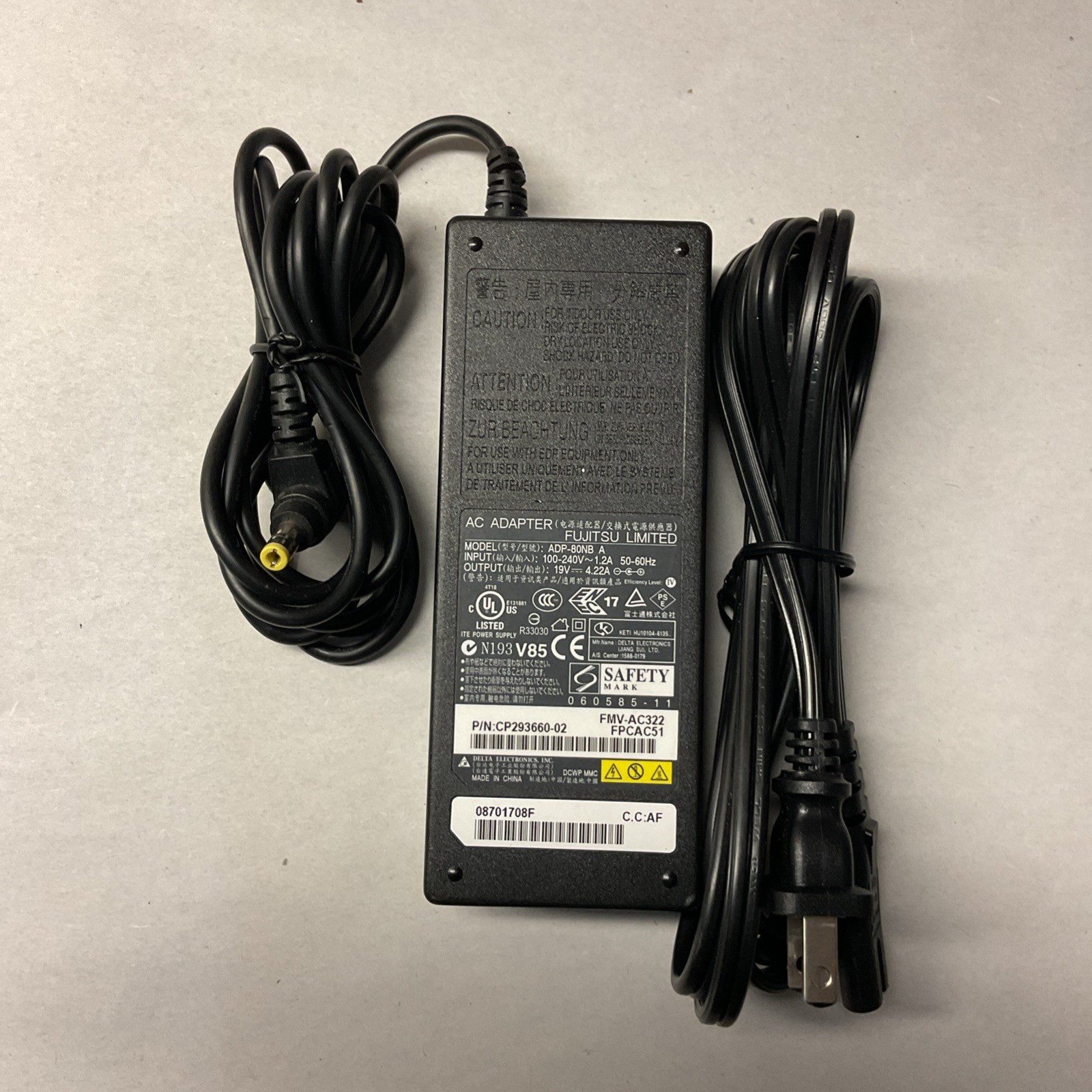 LOF OF 5 Genuine Fujitsu 80W AC Adapter 19V 4.22A Power Supply / ADP-80NB A