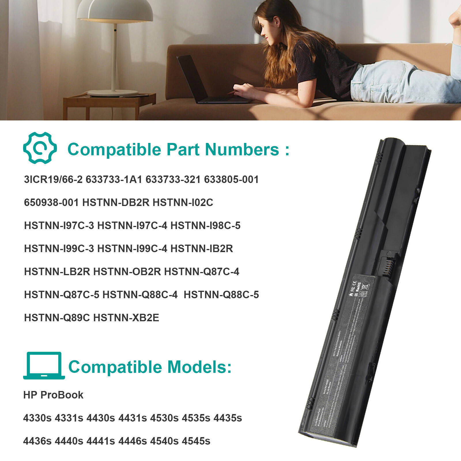 ✅LOT 30X Battery For HP ProBook 4330s 4331s 4430s 4431s 4530s 633733-321 5200mAH