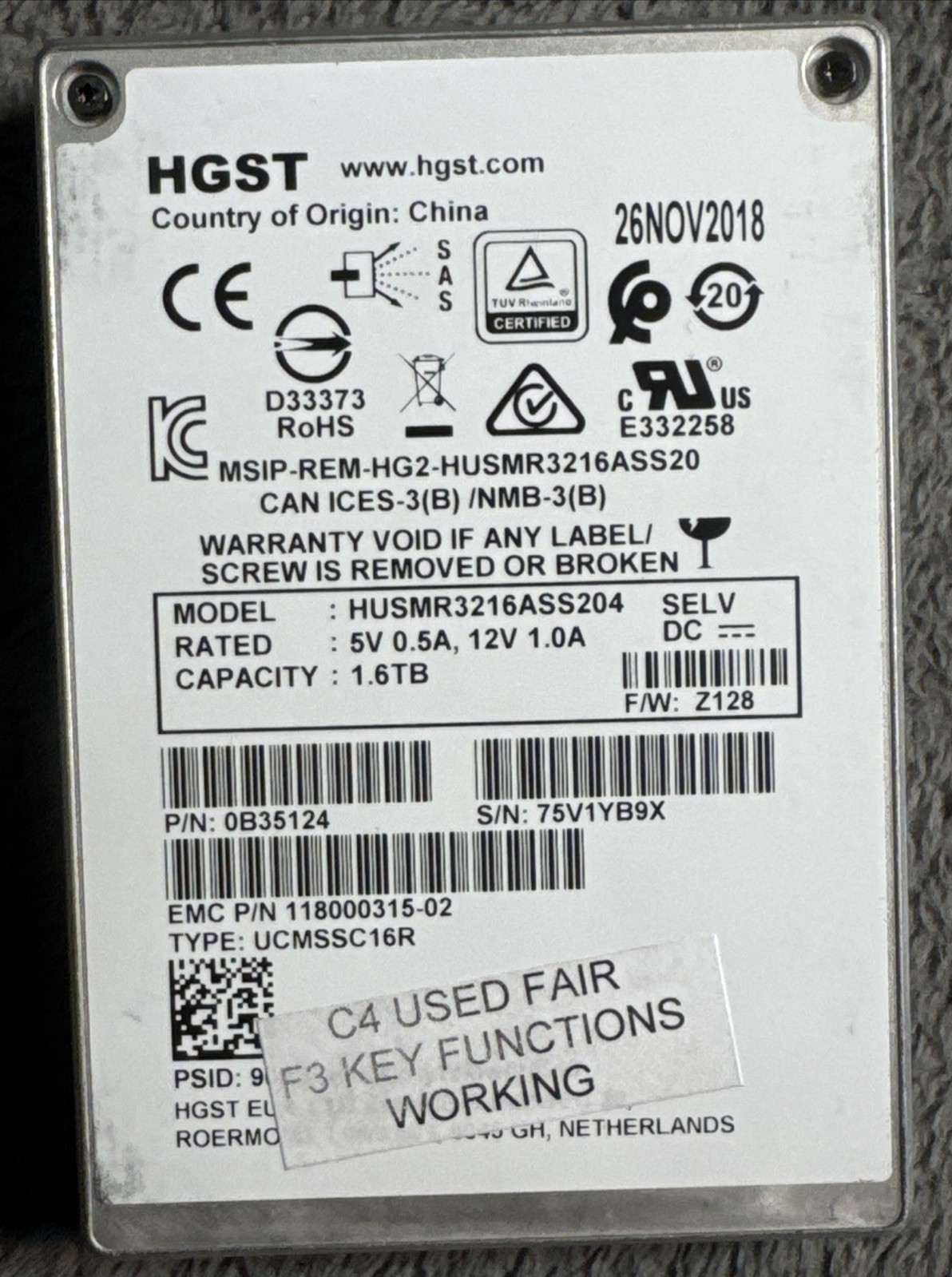 1.6TB SAS SSD HUSMR3216ASS204 HGST 2.5 Server SSD Drive 12Gbps 512 / 512e