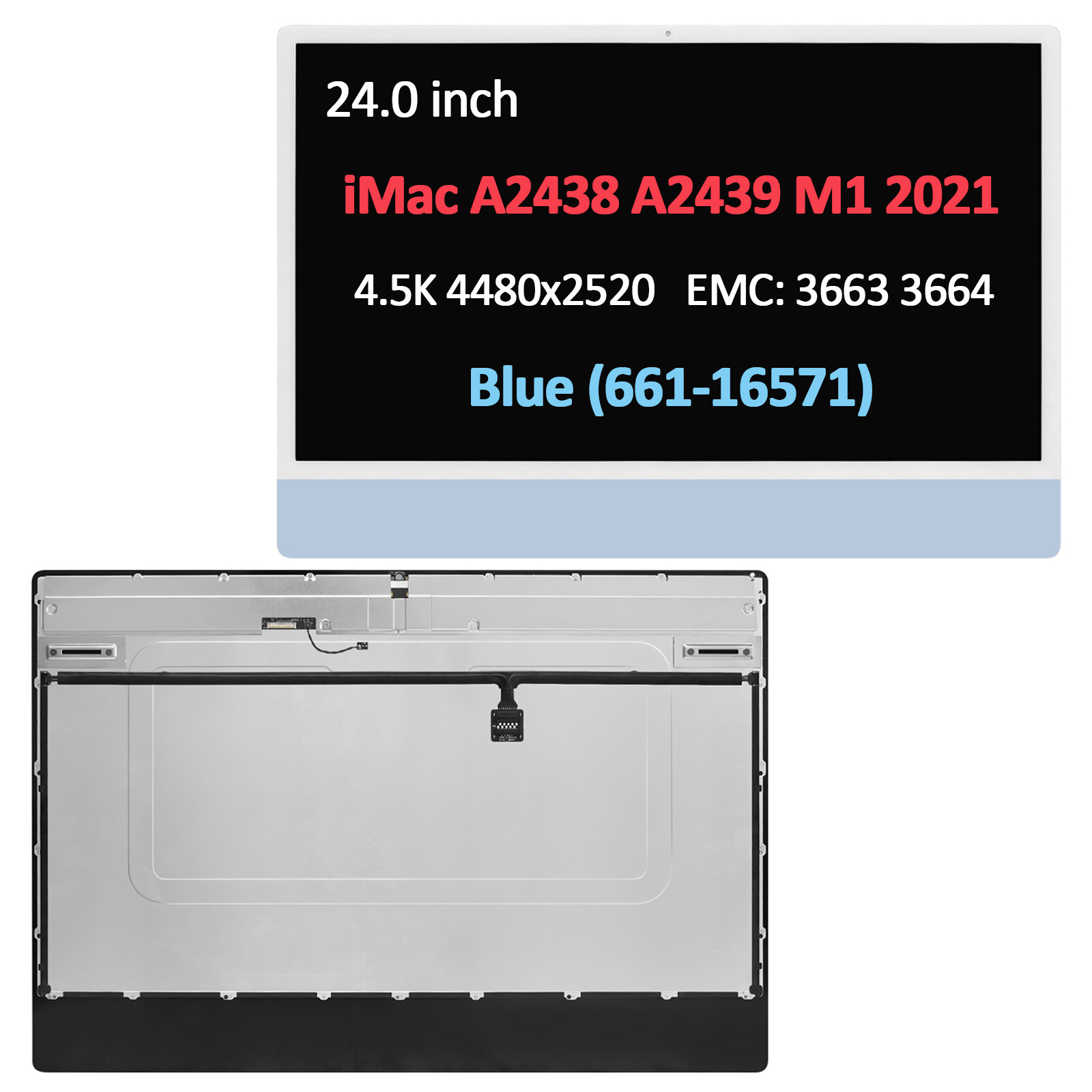 A2438 A2439 For iMac 24″ 4.5K EMC 3663 3664 LCD Screen Assembly Blue 661-16571