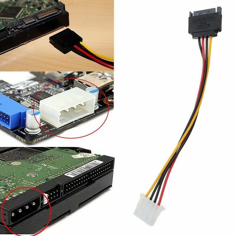 5 x Male Female 4-pin Power Drive Adapter adaptor Cable to Molex IDE SATA 15-pin