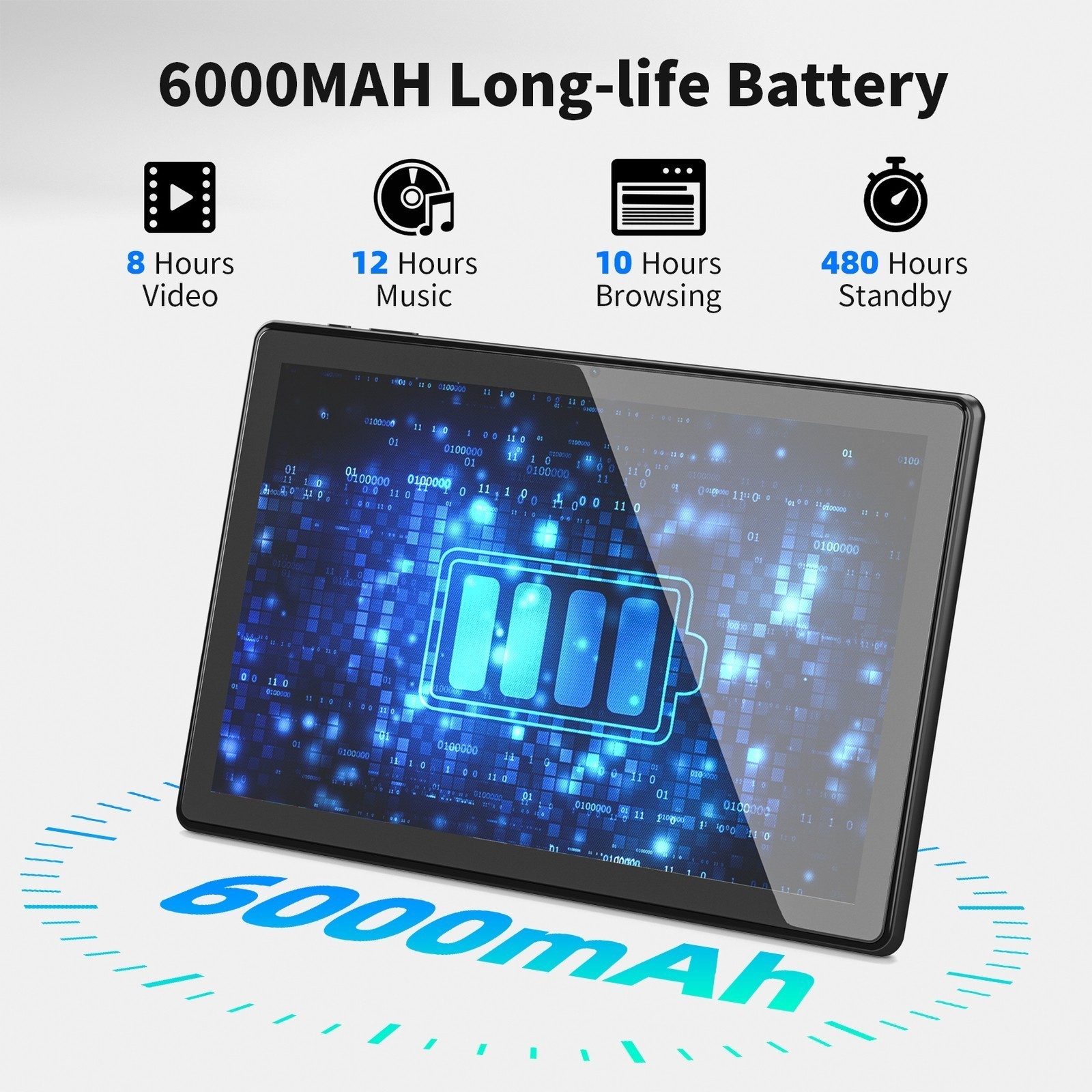 SGIN 10.1” Tablets 4GB 64GB ROM Android 12 Quad-Core Processor WiFi Dual Camera